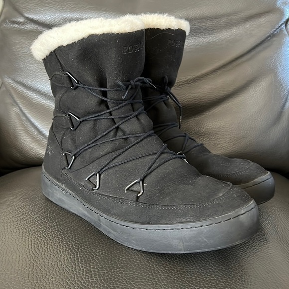 Po-Zu Black Lace-up Winter Boots - Picture 1 of 12